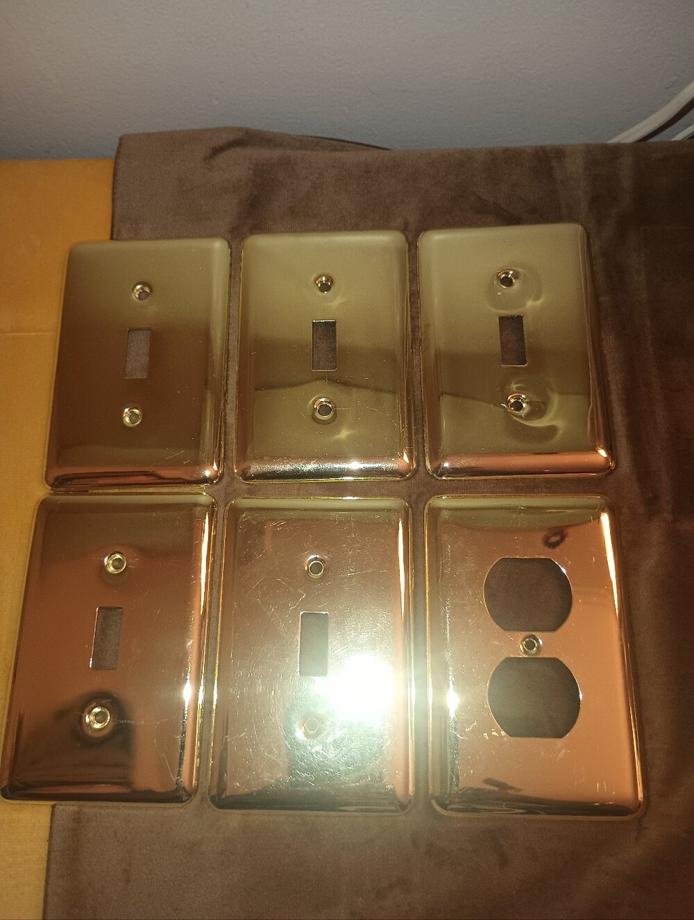 Gold Metal Light Switch & Outlet Cover Plates - Set of 10